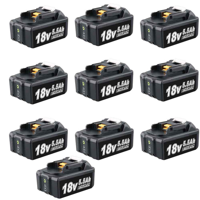 For Makita 18V lithium ion Battery Replacement | BL1860B BL1815 5.5Ah Li-ion Battery 10 Pack