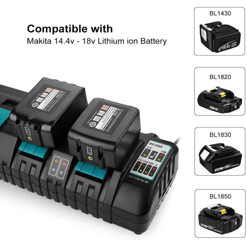 4-PORT 18V LITHIUM-ION CHARGER DC18SF FOR MAKITA 14.4V-18V LITHIUM BATTERY BL1890B BL1860 BL1850B BL1430