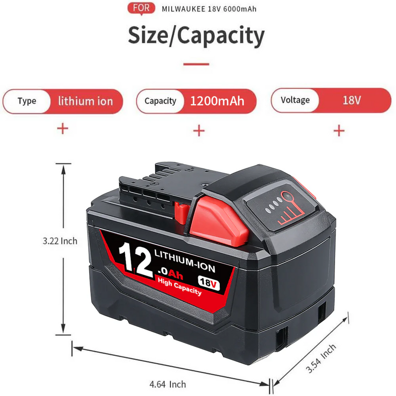 FOR MILWAUKEE 18V BATTERY 12AH REPLACEMNT | M18 BATTERIES