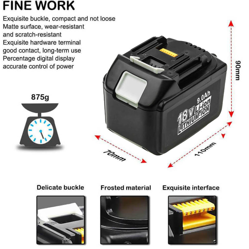 For Makita 18V Battery 9Ah Replacement | BL1890B Batteries 2 Pack