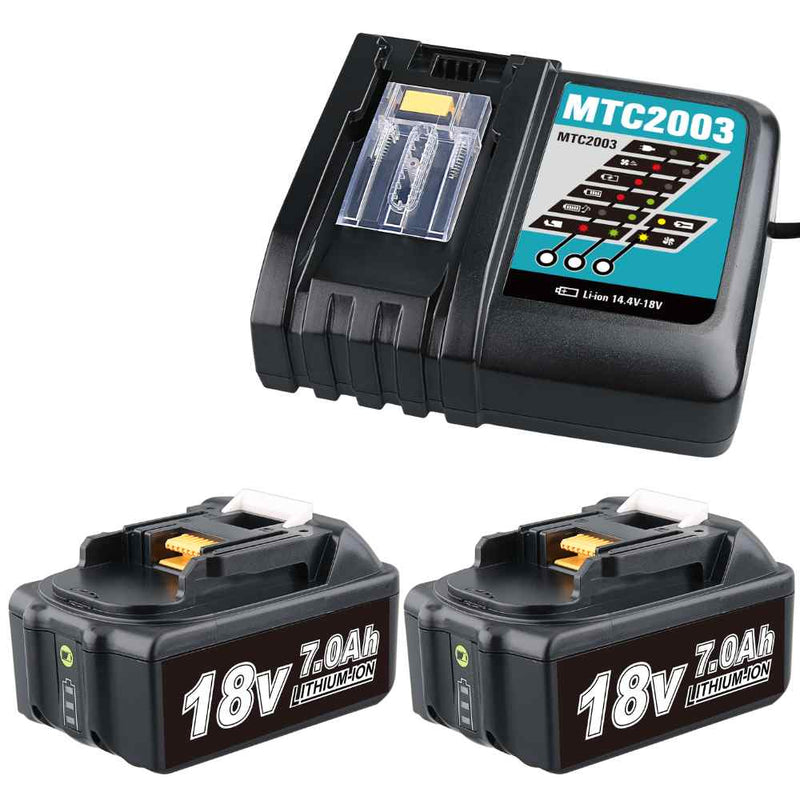 2 Pack For 18V 7.0Ah Makita BL1860B Battery  Replacement & For Makita DC18RC Li-ion Rapid Replacement Battery Charger | 14.4V-18V with Digital Display