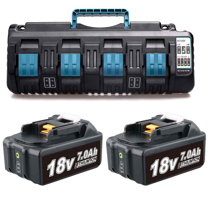 2 Pack For 18V 7.0Ah Makita BL1860B Battery  Replacement & DC18SF FOR MAKITA 14.4V-18V