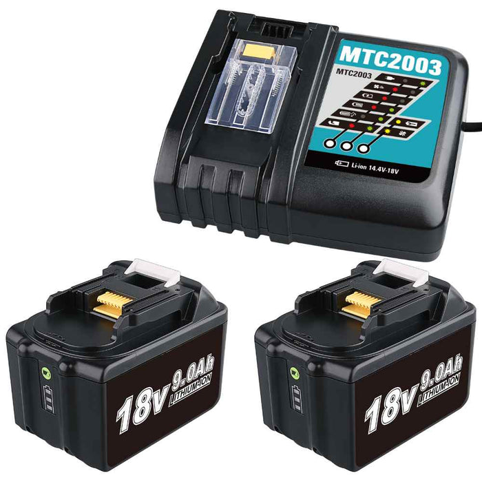 2 Pack For 18V 9.0Ah Makita BL1860B Battery  Replacement & DC18RC FOR MAKITA 14.4V-18V