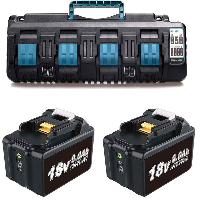 2 Pack For 18V 9.0Ah Makita BL1890B Battery  Replacement & DC18SF FOR MAKITA 14.4V-18V