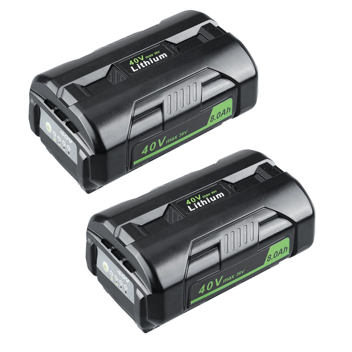8.0Ah 40V/36V MAX Lithium OP4026 Battery 2 Pack Compatible with Ryobi 40V Battery with LED Indicator