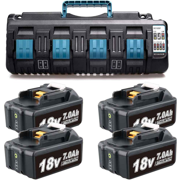 4 Pack For 18V 7.0Ah Makita BL1860B Battery  Replacement & DC18SF FOR MAKITA 14.4V-18V