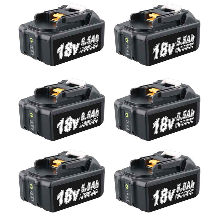 For Makita 18V lithium ion Battery Replacement | BL1860B BL1815 5.5Ah Li-ion Battery 6 Pack
