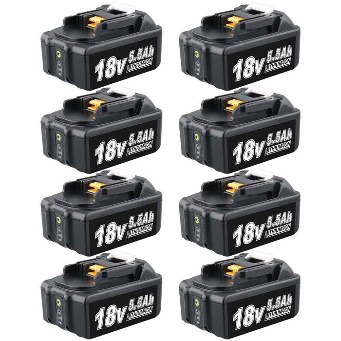 For Makita 18V lithium ion Battery Replacement | BL1860B BL1815 5.5Ah Li-ion Battery 8 Pack