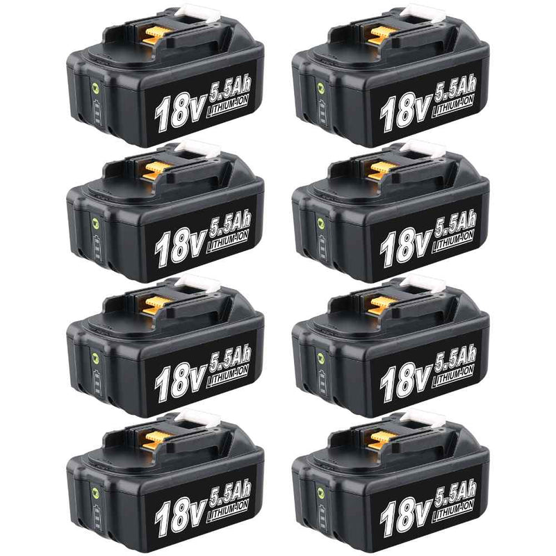 For Makita 18V lithium ion Battery Replacement | BL1860B BL1815 5.5Ah Li-ion Battery 8 Pack