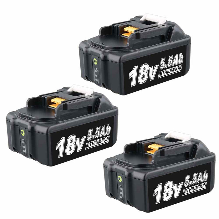 For Makita 18V Battery Replacement | BL1860B BL1850 BL1830 18V 5.5Ah Li-ion Battery 3 Pack