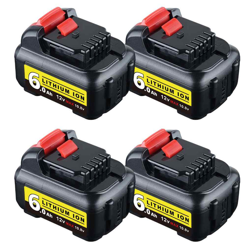 For Dewalt 12V Battery 6.0 Ah Replacement | DCB120 Li-ion Batteries 4 Pack