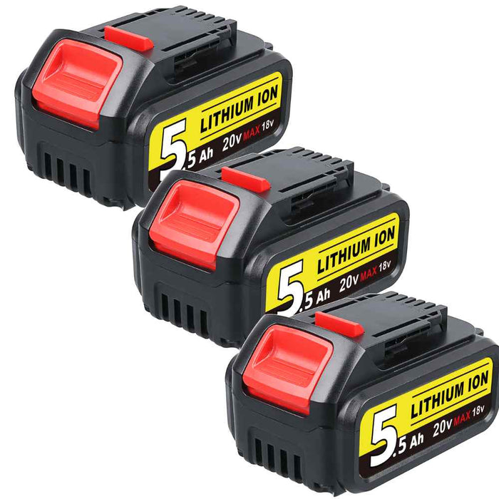 For Dewalt 18V XR Battery 5.5Ah Replacement | DCB200 DCB184 Battery 3 Pack