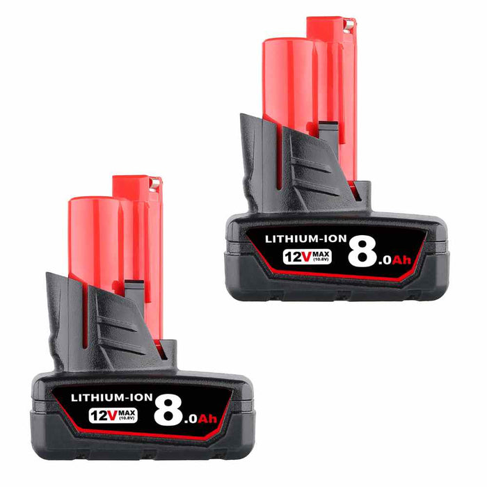 For Milwaukee 12V Battery Replacement | M12 8.0Ah Li-ion 2PACK