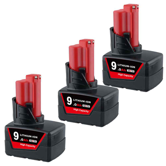 For Milwaukee 12V Battery Replacement | M12 9.0Ah Li-ion 3 PACK