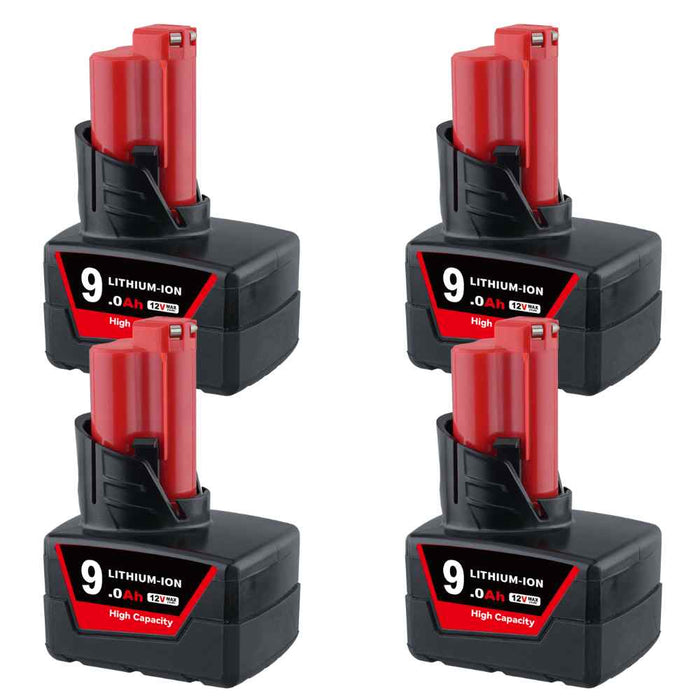 For Milwaukee 12V Battery Replacement | M12 9.0Ah Li-ion 4 PACK