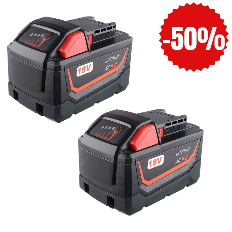 For Milwaukee 18V Battery 9Ah Replacement |  M 18 Batteries 2 Pack