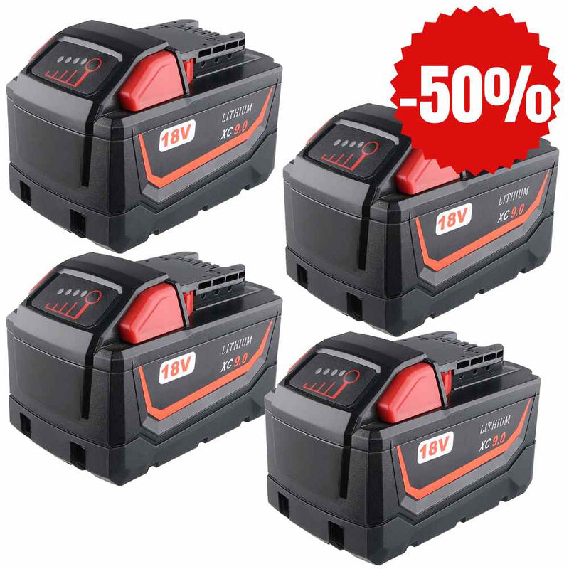 For Milwaukee 18V Battery 9Ah Replacement |  M 18 Batteries 4 Pack