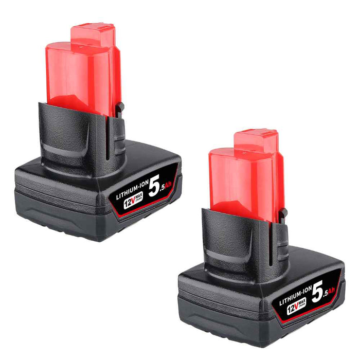 For Milwaukee 12V Battery Replacement | M12 5.5Ah Li-ion Battery 2PACK