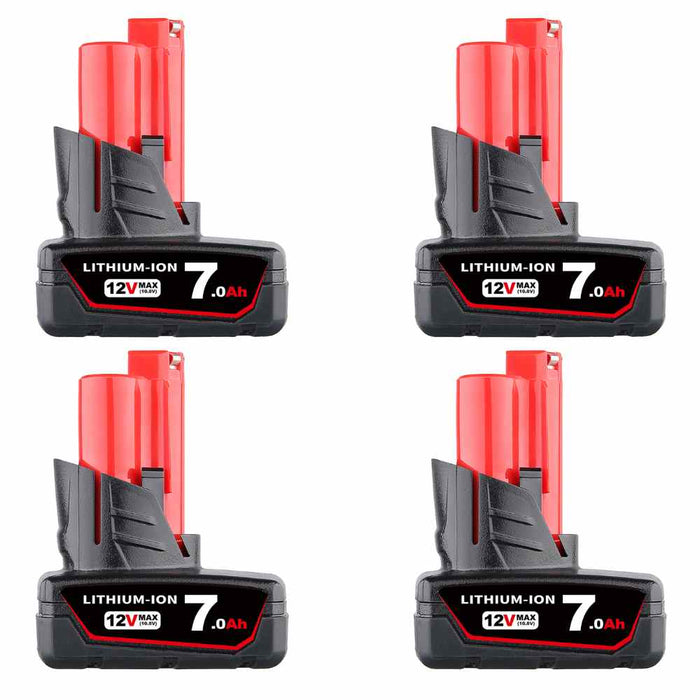 For Milwaukee 12V Battery Replacement | M12 7.0Ah Li-ion 4PACK