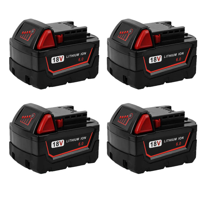 For Milwaukee 18V Battery 6Ah Replacement | M 18 Battery 4 PACK