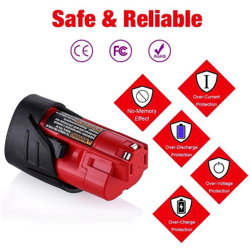 For Milwaukee 12V 3.5Ah Battery Replacement | M12 Li-ion Battery 3 Pack