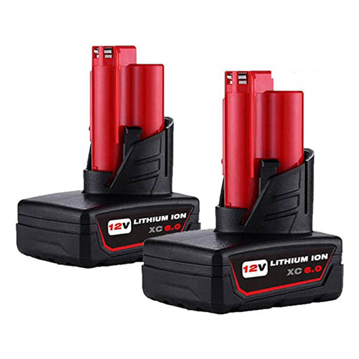 VINIDA 2 Pack 12V 6000mAh Lithium-ion Battery Replacement for Milwaukee M 12 XC 48-11-2411 48-11-2420 48-11-2401 48-11-2402 2455-20