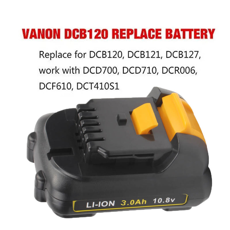 For Dewalt 12V Battery 3.0 Ah Replacement | DCB120 Li-ion Batteries 3 Pack