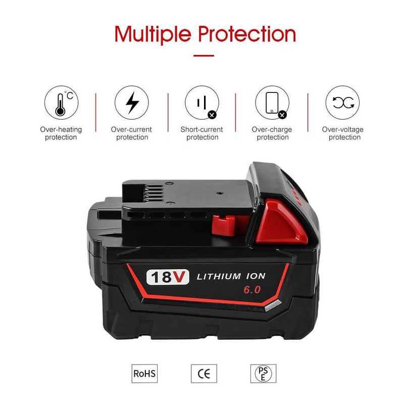 For Milwaukee 18V Battery 6Ah Replacement | M 18 Battery