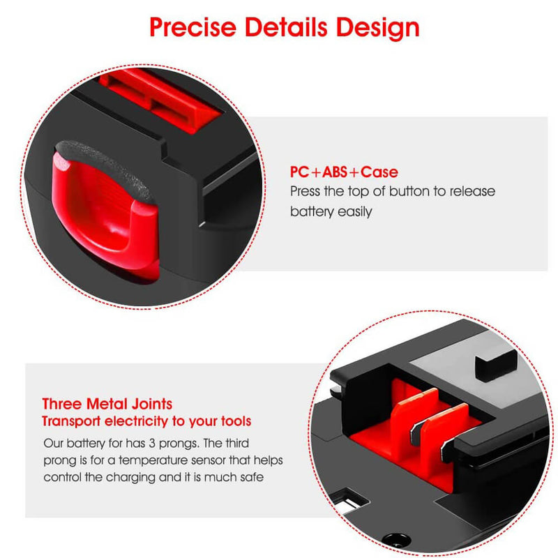 For Black and Decker HPB18 18V 4.8Ah Battery Replacement