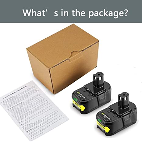 18V 4000mAh High Capacity Replacement for Ryobi P104 P105 P102 P103 P107 P109 P108 P100 Lithium-ion Cordless Tools Battery (2 Packs)