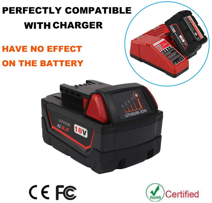 For Milwaukee 18V Battery Replacement | M18 9.0Ah Battery 4 Pack