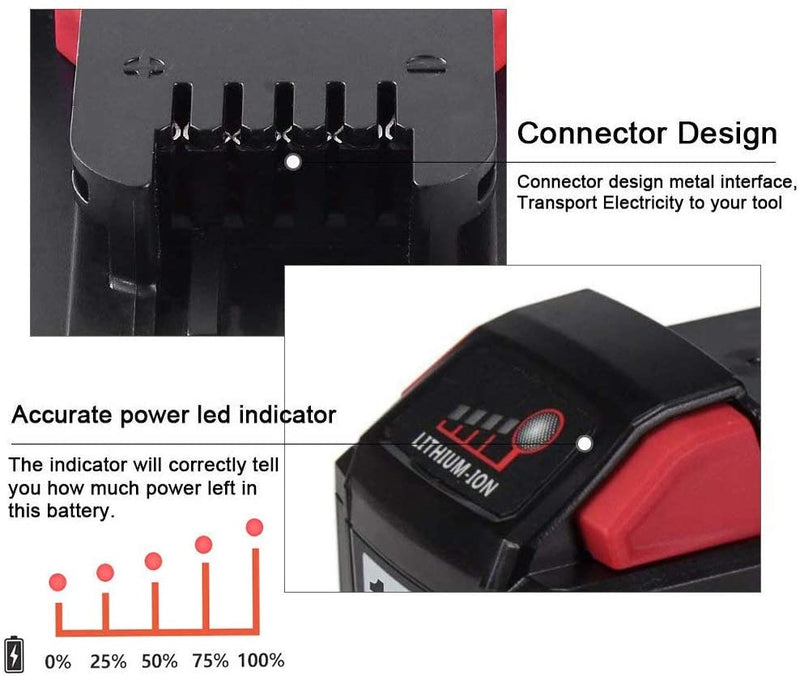 For Milwaukee 18V Battery Replacement | M18 9ah Battery 3 Pack