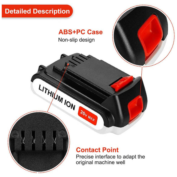 For Black And Decker 20V Battery Replacement | LBXR20 3.8Ah Li-ion Battery 4PACK