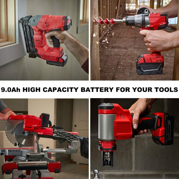 For Milwaukee M18 9.0Ah Battery Replacement | 18V Lithium Battery 2 Pack