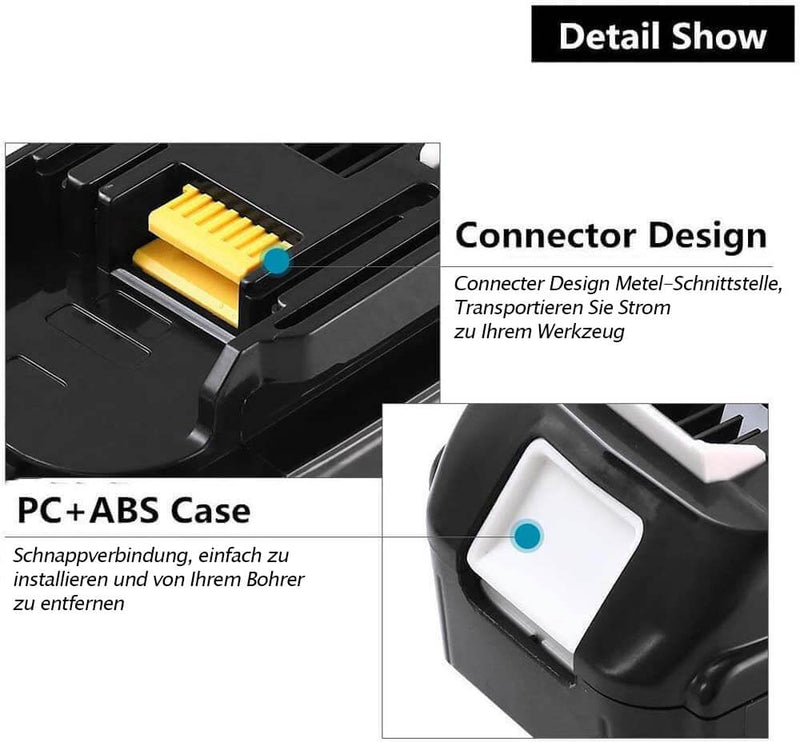 For Makita 18V Battery Replacement | BL1860B BL1850 18V 5.5Ah Li-ion Battery 2 Pack