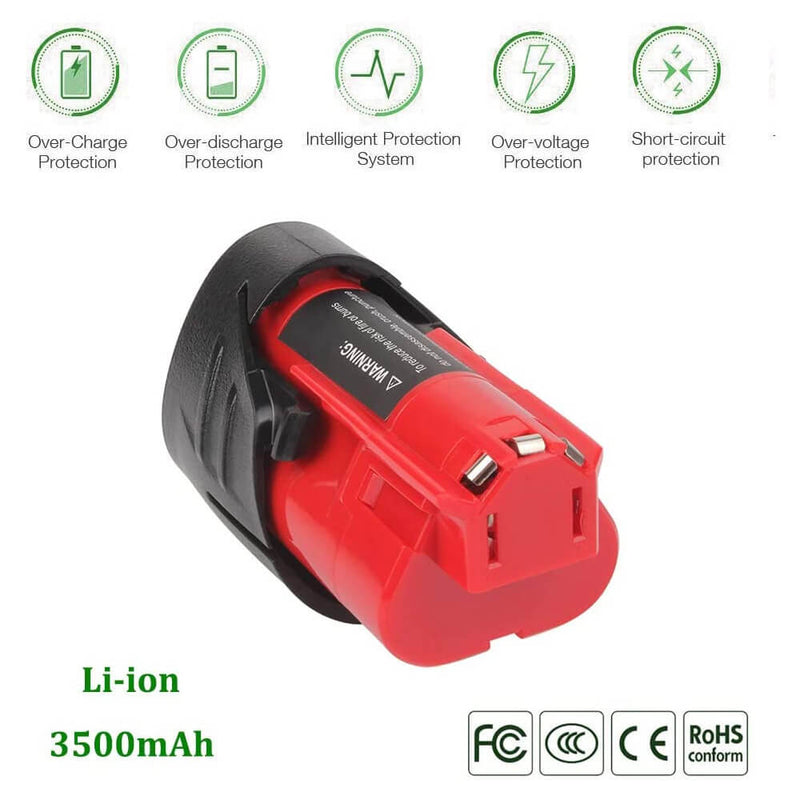 For Milwaukee 12V 3.5Ah Battery Replacement | M12 Li-ion Battery