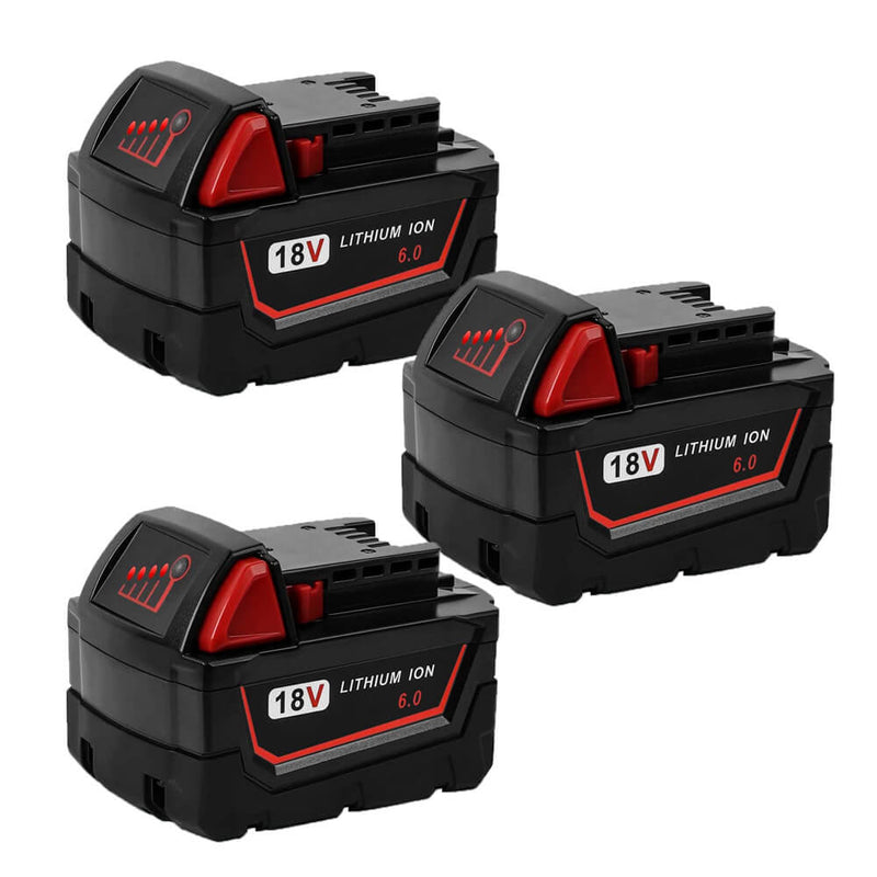 For Milwaukee 18V Battery 6Ah Replacement | M 18 Battery 3 PACK