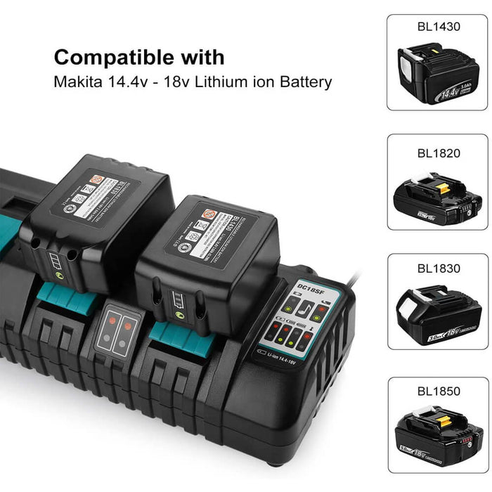 2 Pack For 18V 5.5Ah Makita BL1860B Battery  Replacement & DC18SF FOR MAKITA 14.4V-18V