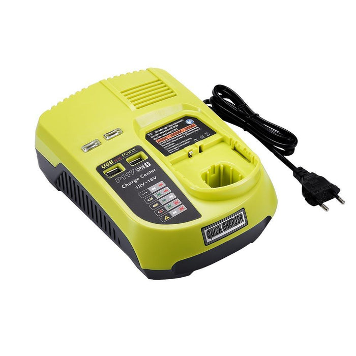 For Ryobi One Plus Replacement Battery Charger P117  With USB| 18V-12V