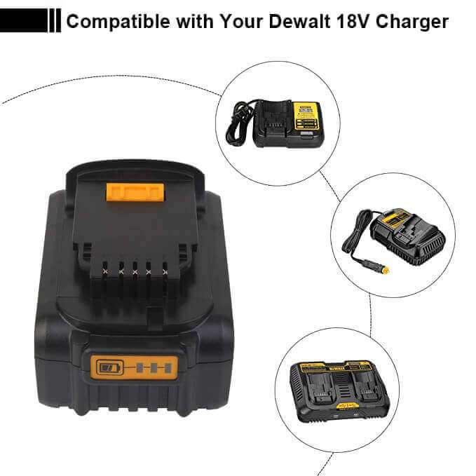 For Dewalt 18V XR Battery 5.5Ah Replacement | DCB200 DCB184 Battery 4 Pack